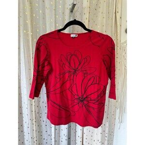 Sig Zane Hawaiian Kahoakapiha'a Naupaka 3/4 Sleeve Stretch Knit Top XS